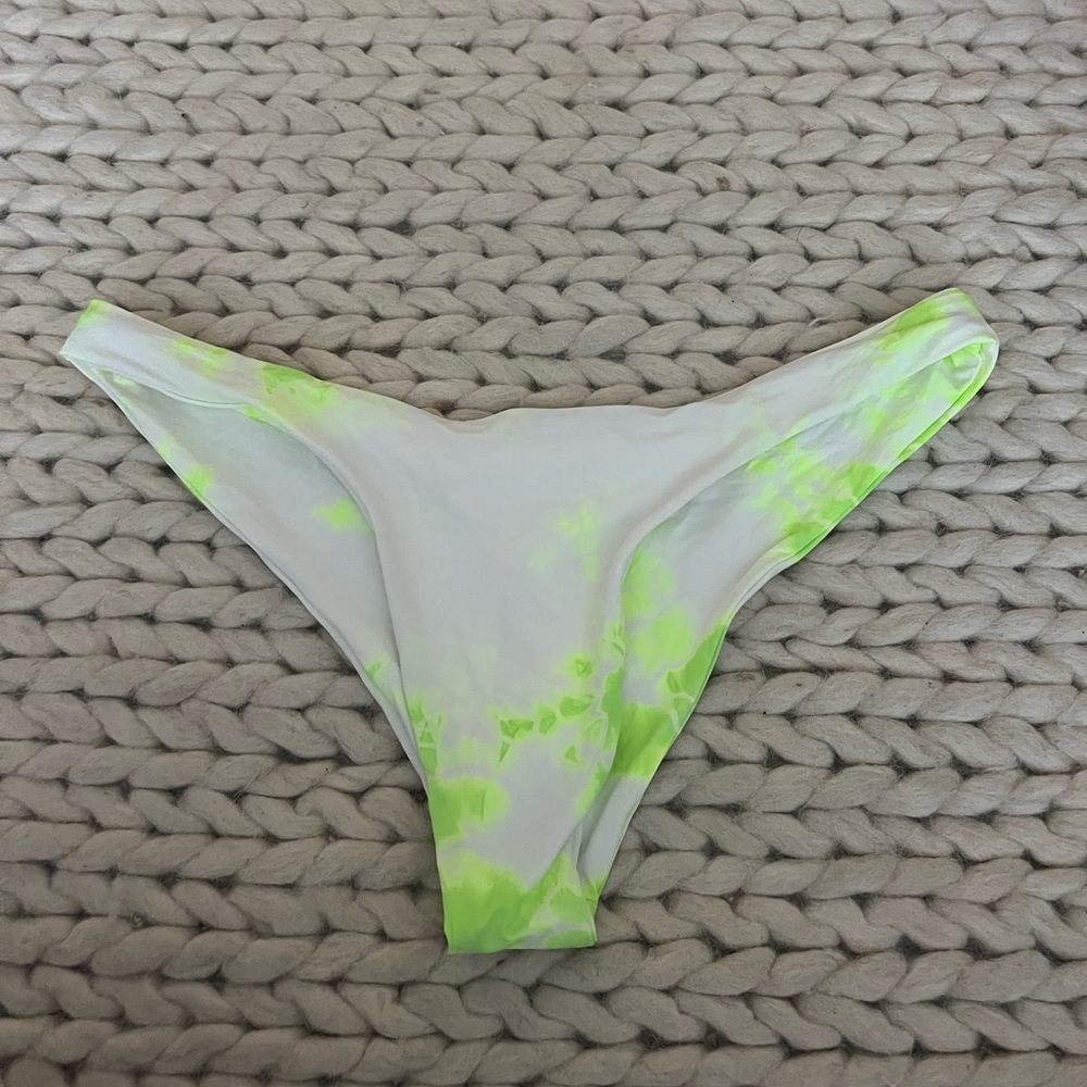 Dippin' Daisy's Neon Lime and White Tie-Dye Bikini Bottom
